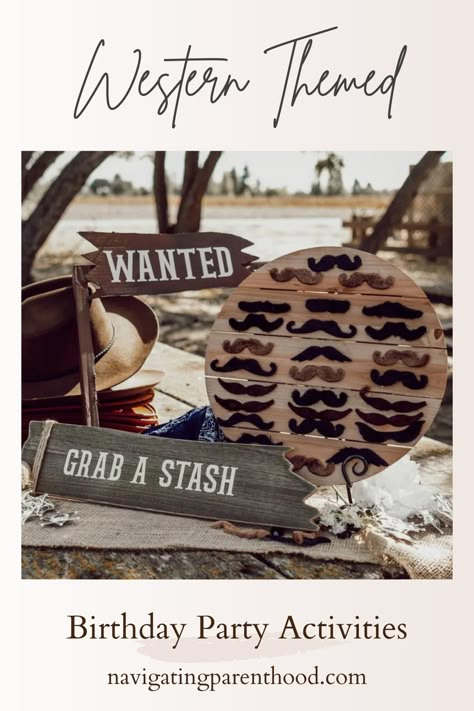 Wild West 40th Birthday, Cowboy Party Activities Western Theme, Wild West Party Theme Adults, Rodeo Party For Adults, Cute Western Birthday Ideas, 3rd Cowboy Birthday, Urban Cowboy Birthday Party, 40th Birthday Western Theme, Wild West Dinner Party