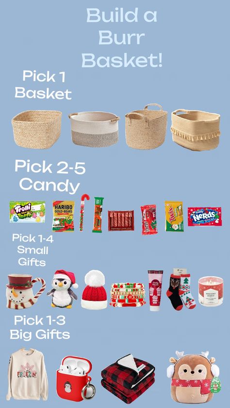 Inexpensive Christmas Gift Baskets, Diy Dollar Tree Christmas Gifts Ideas, Christmas Basket For Best Friend, 5 Below Christmas, Best Friend Christmas Ideas, Diy Christmas Basket Ideas, Bestie Christmas Gifts, Brr Basket, Bday Gift For Boyfriend