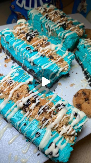 Self-Taught👩🏾‍🍳 on Instagram: "Cookie Monster Cheesecake Bars🍪🥰  . . . . . . . . . . . . #cheesecakebars #cookiemonstercheesecake #cookiemonstercake #cheesecakelovers #cheesecakefactory #cheesecakelover #cheesecakerecipe #sweettreats #sweettoothsatisfied #dessertideas #dessertporn #blackfoodie #blackchefsnetwork #blackchefs #desserttime #reelsdessert #bakingathome #easybaking #instachefs #homechefsofinstagram #reelsviralvideo #trendingnow #trendingfood #oreocheesecake #chocolatechipcookies" Cookie Monster Cheesecake Bars, Cookie Monster Cheesecake, Cookie Monster Cake, Cheesecake Lovers, Cheesecake Factory, Oreo Cheesecake, Cheesecake Bars, Home Chef, Easy Baking