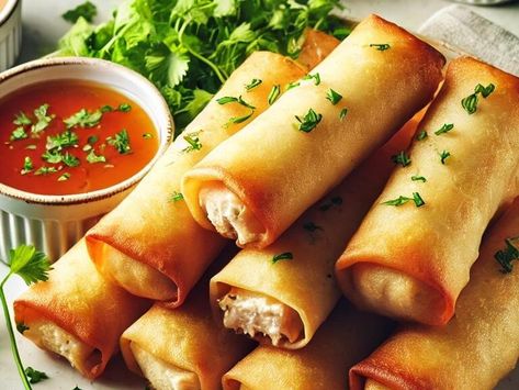 Delightful Chicken Spring Rolls: Easy Recipe for Flavorful Bites! - NewsBreak Chicken Spring Roll, Baked Chicken Cordon Bleu, Rolled Chicken Recipes, Chicken Vegetable Stew, Turkey Pumpkin Chili, Broccoli Fritters, Easy Teriyaki Chicken, Chicken Corn Chowder, Chicken Spring Rolls