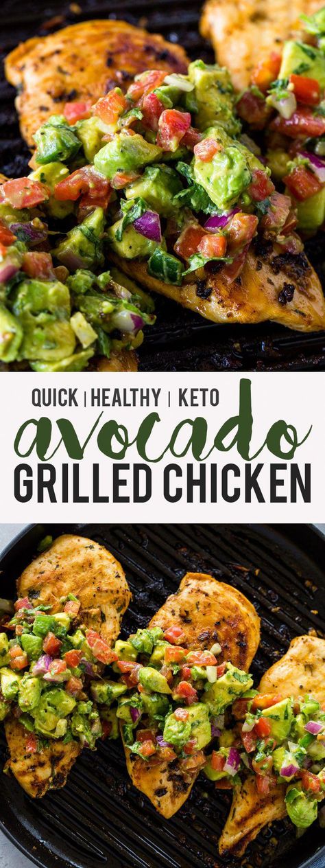 Quick Diets, Grilled Chicken With Avocado, Chicken With Avocado Salsa, Diet Carnivore, Chicken With Avocado, Salmon Healthy, Grilled Chicken Avocado, Avocado Dessert, Motivation Wallpaper