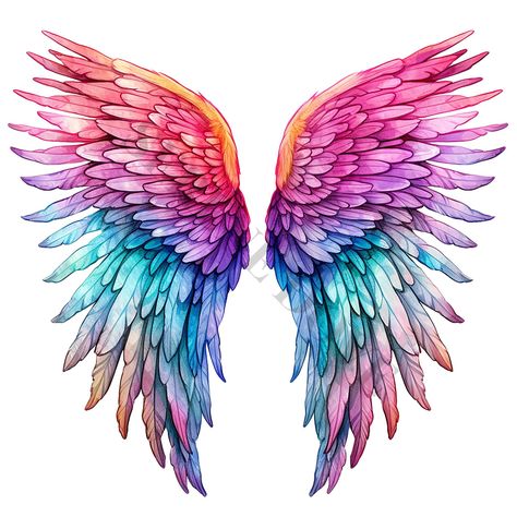 Wings Clipart, Colorful Wings, Sigil Tattoo, Tree Templates, Website Graphics, Craft Stash, Mural Art, Merchandise Design, Clipart Images