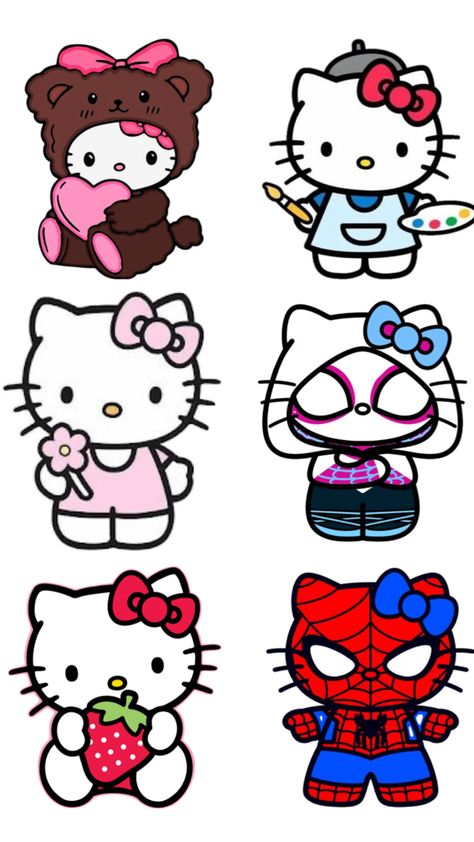 Hello Kitty Halloween Wallpaper, Hello Kitty Stickers, Diy Hello Kitty, Hello Kitt, Diy Photo Book, Hello Kitty Tattoos, Graph Paper Art, Kitty Drawing, Hello Kit