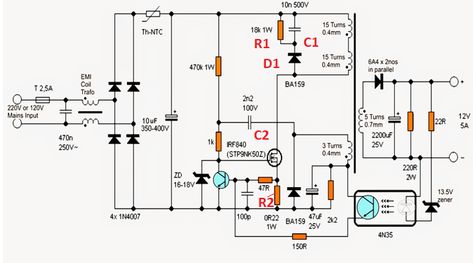 switch mode power supply - SMPS circuit components need some explaination - Electrical Engineering Stack Exchange Circuits Science, Basic Electrical Engineering, Electrical Engineering Books, Circuit Components, Switched Mode Power Supply, Electronic Workbench, Robotics Engineering, Electronic Circuit Design, Electrical Circuit Diagram