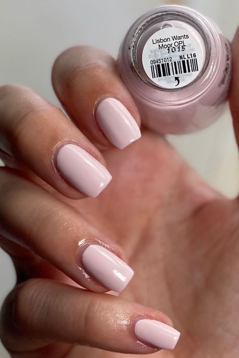 Light Pink Polish Nails, Opi Blush Pink Nail Polish, Light Pink Almost White Nails, Pale Pink Summer Nails, Chalky Pink Nails, Pink Nail Colors 2023, Opi Light Pink Dip Powder, Whiteish Pink Nails, Opi Pink Nail Polish Shades Gel