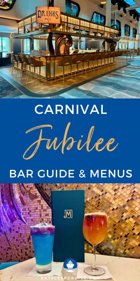 Carnival Jubilee Bars Guide With Menus and Drink Prices

Our Carnival Jubilee bars guide has all the menus and drink prices to help you make the difficult decisions, like which bar to visit first!

When it comes to enjoying a drink, Carnival Jubilee offers cruisers a variety of bars and lounges to make good use of their drink packages. Not sure where to start? This is your resource!

Carnival Cruise, Cruise Drinks, Carnival Jubilee Cruise Drinks Carnival, Carnival Jubilee Cruise Ship, Carnival Jubilee, Cruise Drinks, Cruise Checklist, Signature Cocktail Menu, Carnival Ships, Blue Cafe, Cruise Essentials