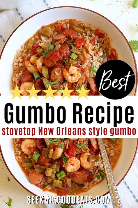 Tomato Based Gumbo, Louisiana Gumbo Recipe, Authentic Gumbo Recipe, New Orleans Gumbo Recipe, Seafood Gumbo Recipe Easy, Authentic Gumbo, Gumbo Recipe Crockpot, Cajun Gumbo Recipe, Best Gumbo Recipe