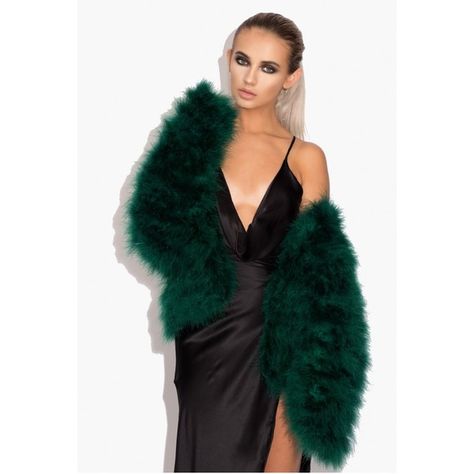 Emerald Green Harper Fluffy Jacket ($135) ❤ liked on Polyvore featuring outerwear, jackets, emerald green jacket and green jacket Slip Dress Outfit Night, Dress With Fur Coat, Coat 2020, Feather Jacket, Fluffy Jacket, Slay All Day, Queen Fashion, Trendy Dress Outfits, Warm Coat