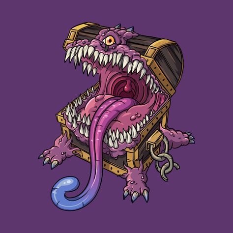 Mimic Dnd Art, Mimic Chest Art, Mimic Drawing, Mimic Tattoo, Dungeons And Dragons Monsters, Mimic Dnd, Mimic Monster, Succulent Ornament, Mimic Art