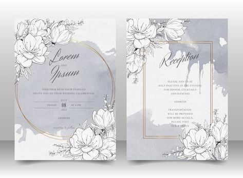 Beautiful wedding invitation card templa... | Premium Vector #Freepik #vector #flower-invitation #wedding-invitation-flower #floral-invitation #wedding-floral Grey Invitation Template, Watercolor Splash Background, Hand Drawn Wedding Invitations, Simple Wedding Cards, Splash Background, Elegant Wedding Invitation Card, Wreath Wedding Invitations, Digital Invitations Wedding, Hand Drawn Wedding