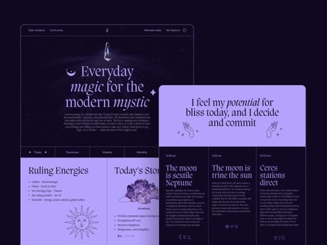 Magic Website, Tarot App, Website Home Page, Mobile Application Design, Cute Website, Positive Mood, Web Design Projects, Website Layout, Web Layout