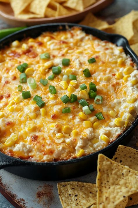 Appetizers For Football, Spicy Corn Dip, Cheesy Corn Dip, Corn Dip Recipe, Mexican Corn Dip, Street Corn Dip, Mexican Street Corn Dip, Hot Corn Dip, Party Side Dishes