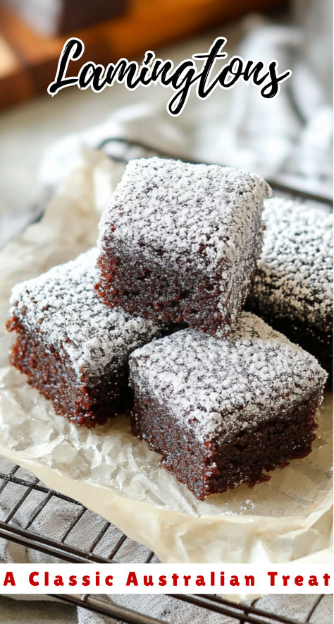 Lamingtons are a beloved Australian dessert known for their delightful combination of soft sponge cake, rich chocolate icing, and a coating of shredded coconut. Leamington Cake, Australian Lamingtons, Lamington Cake Recipe, Lamington Recipe, Lamington Cake, Australian Cake, Lamingtons Recipe, Soft Sponge Cake, Australian Desserts