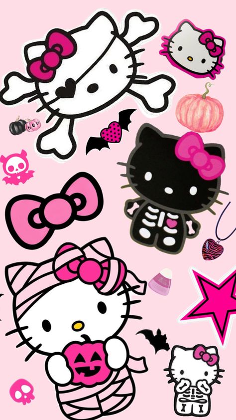 Helloween Wallpaper Hello Kitty, Pink Background Halloween, Hollween Wallpapers Hello Kitty, Backgrounds Iphone Hello Kitty, Cute Halloween Ipad Wallpaper, Halloween Hello Kitty Background, Cute Hello Kitty Halloween Wallpaper, Halloween Hello Kitty Wallpapers, Halloween Wallpaper Iphone Hello Kitty