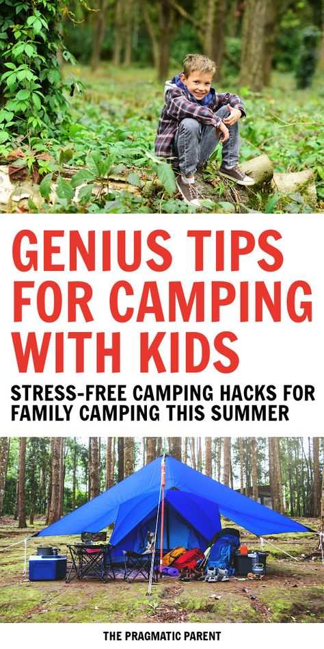 Helpful & genius camping hacks to make camping with kids a stress-free & fun experience! Family camping has never been easier with these tips. Family Camping Hacks, What To Bring Camping, Kids Checklist, Camping Must Haves, Camping Guide, Camping Checklist, Camping Games, Camping Supplies, Camping Essentials