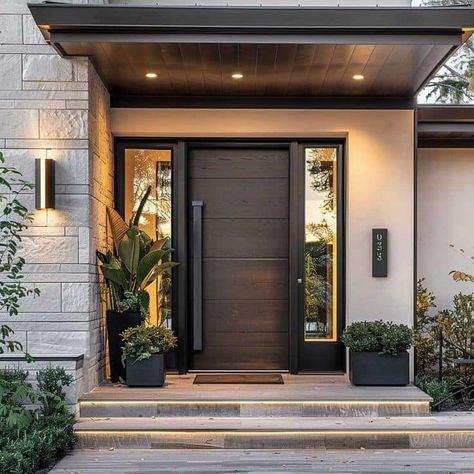 Big House Entrance, Home Entrance Door Design, Pintu Aesthetic, Black Front Door, Black Front Doors, Aesthetic House, Entryway Table Decor, Park Design, House Gate