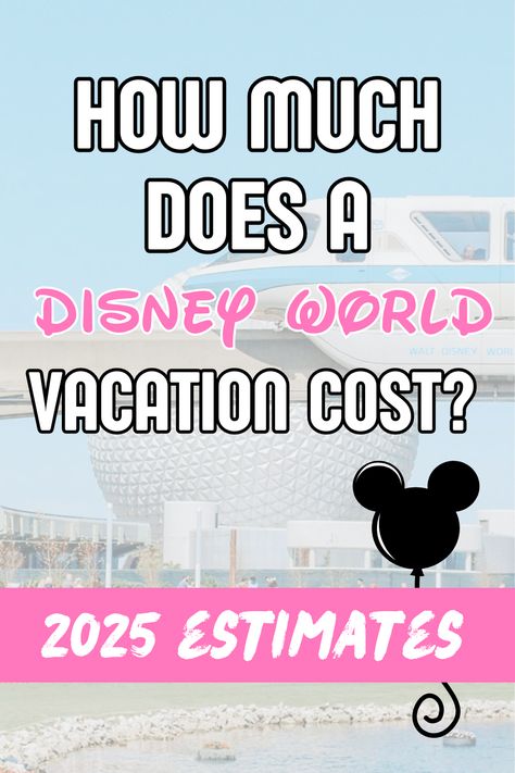 Epcot ball and monorail with caption "How Much Does a Disney World Vacation Cost - 2025 Estimates" Save For Disney In A Year, How To Save Money At Disney World, How To Save For Disney World, Disney Budget Planner, Disney Trip Planning Budget, Saving For Disney, Disney Budget, Planning A Disney World Vacation, Tips For Saving Money