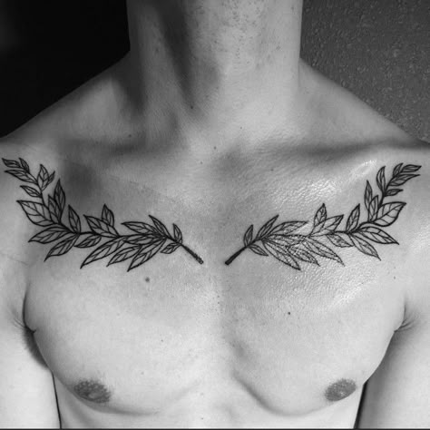 Men’s Collarbone Tattoos, Mens Leaf Tattoo, Leaves Chest Tattoo, Leaf Chest Tattoo, Upper Chest Tattoo Men, Collarbone Tattoo Men, Jordan Tattoo, Collar Bone Tattoo For Men, Spiral Tattoos