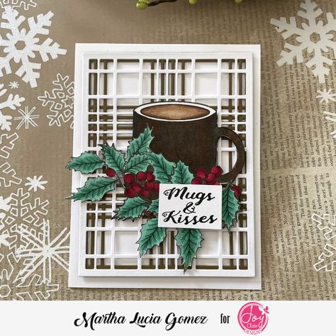 Coffee Flavors Stamped Card - stampartpapel.com Coffee Themed Cards, Coffee Flavors, Christmas Cups, 3 Coffee, Tim Holtz Cards, Coffee Cards, Spectrum Noir, Coffee Flavor, Christmas Cards Handmade