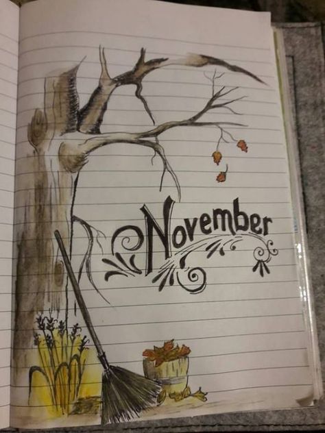 35 Beautiful and Enchanting November Bujo Ideas for Your Bullet Journal - Hello November Pictures, Hallo November, November Pictures, Crafts By Month, خريطة ذهنية, Bullet Journal Month, Bullet Journal 2019, Bullet Journal Cover Ideas, Hello November