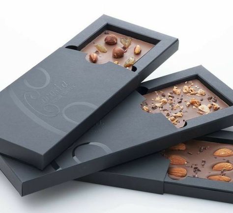 Chocolate Business Ideas, Chocolate Box Packaging, Custom Chocolate Bars, Homemade Chocolate Bars, Chocolate Candy Recipes, Chocolate Packaging Design, Chocolate Pack, Chocolate Recipes Homemade, Dessert Packaging