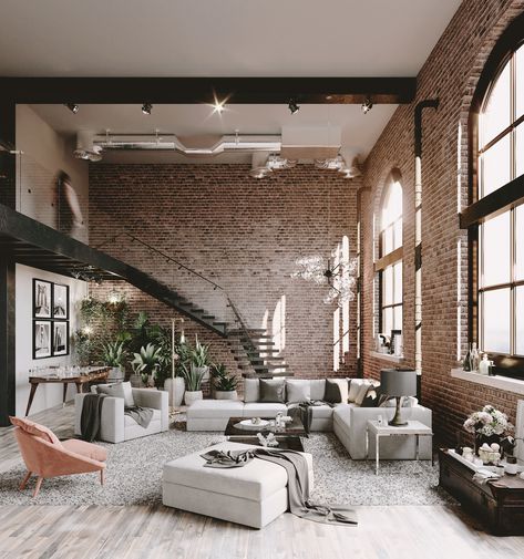 An incredible example of a loft with brick walls you will want to apply at your place. Check our post and get inspiring ideas! Industrial Loft Design, Loft Inspiration, Interior Design Minimalist, Industrial Home Design, Loft Interior Design, Loft Interior, Brick Loft, Industrial Living, Loft Interiors