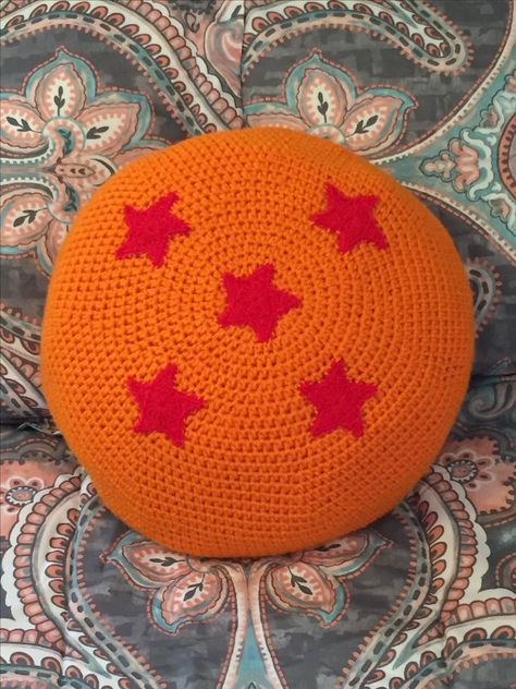 Dragon ball Z dragon ball 14” throw pillow Crochet Dragon Ball Z Pattern Free, Crochet Dragon Ball Z Pattern, Dragon Ball Z Crochet Pattern, Dragon Ball Crochet Pattern, Crochet Dragonball, Dragonball Crochet, Dragon Ball Z Crochet, Dragon Ball Crochet, Crochet Baby Projects