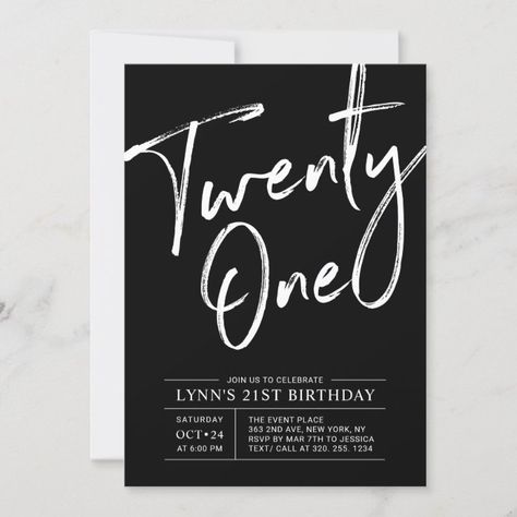 Invitation Card Design 21st Birthday, Black 21st Birthday, 21st Birthday Party Invitations, 21st Invitations, 21st Bday Ideas, 21st Birthday Party, 21st Party, 21st Birthday Invitations, Bday Invitations