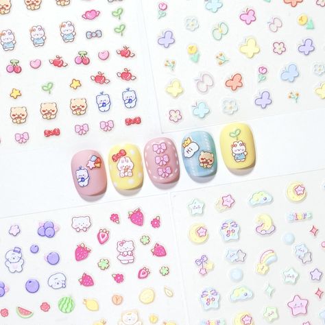 PRICES MAY VARY. KAWAII CUTE NAIL ART STICKERS: Personalize your nails with colorful butterflies, flowers, playful variety of fruit-themed animals, including cute cats, dogs, and bears and kawaii starry night designs. Each set takes you into a world of charming pastels and adorable illustrations, where every sticker is the essence charm. FIT FOR KIDS TO ADULTS: Ideal nail stickers for kids to adults. Each sheet includes stickers sized for toddlers to grown-ups. Our nail decorations for nail art Short Nail Stickers, Hello Kitty Sticker Nails, Nail Sticker Ideas, Tactile Art, Cute Nail Polish, Stickers For Kids, Butterflies Flowers, Cute Nail, Nails For Kids