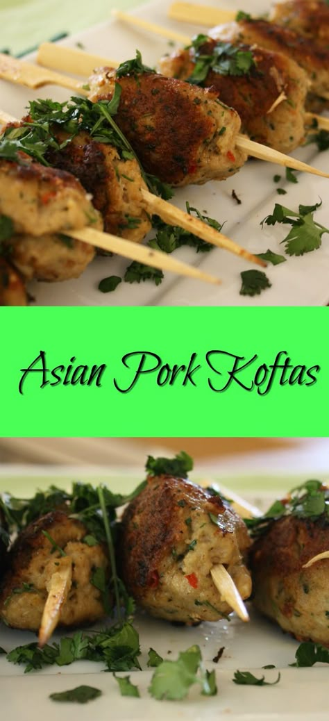 Ground Pork Kabobs, Ground Pork Kebab Recipes, Pork Kofta Recipe, Asian Minced Pork Recipes, Pork Minced Meat Recipe Healthy, Pork Minced Meat Recipe, Appetizers Asian, Asian Bar, Pork Mince Recipes