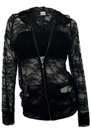 hg Lace Hoodie, Plus Size Fashion Tips, Lace Jacket, Plus Size Hoodies, Lace Shirt, Amazon Women, Hoodie Top, Lace Tops, Gothic Fashion