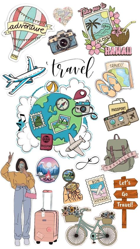 One life.One World.Explore it !! Barbie Room Decor, Iphone Background Inspiration, Doctor Stickers, Scrapbook Letters, Bicycle Painting, Iphone Wallpaper Fall, Diy Journal Books, Diy Embroidery Patterns, Scrapbook Stickers Printable