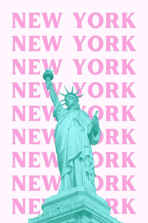 Pink Aesthetic Wall Decor, Room Decor Aesthetic Pink, Pink Preppy Aesthetic, Statue Of Liberty Art, Preppy Wall Collage, Preppy Prints, New York Wall Art, Aesthetic Wall Collage, Iphone Wallpaper Preppy