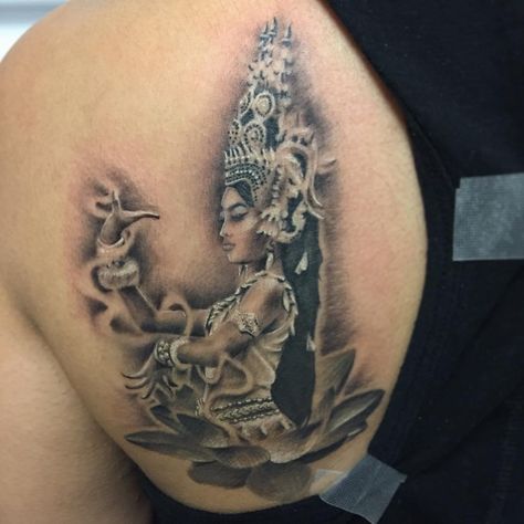 Apsara Tattoo, Cambodian Tattoo, Khmer Tattoo, Arm Tats, Cambodian Art, Tasteful Tattoos, Spiritual Tattoos, Tattoo Set, Tiny Tattoos