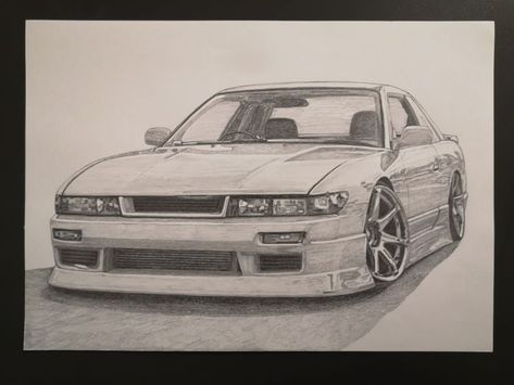 Nissan Silvia S13, Jdm Stance, Cars Drawing, Silvia S13, Beach Art Painting, Stippling Art, Japanese Sports Cars, Cool Car Drawings, Cool Car Pictures