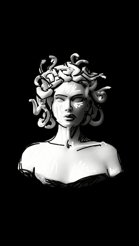 Medusa Wallpaper Aesthetic Dark, Medusa Aesthetic Wallpaper, Mythology Drawings, Medusa Wallpaper, Medusa Artwork, Medusa Art, Iconic Poster, Greek Gods And Goddesses, Spiritual Artwork