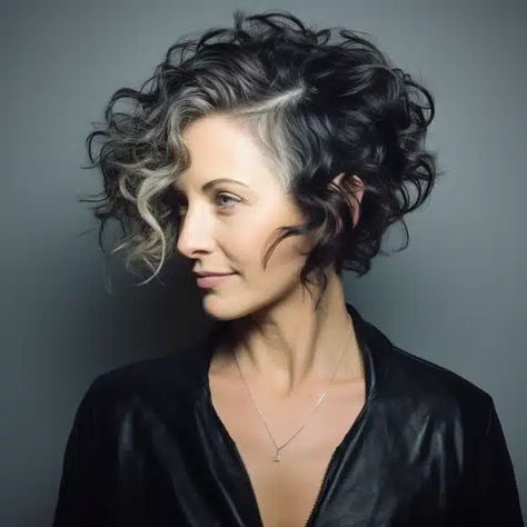 Edgy-Curly-Undercut-Bob.webp 581×581 pixel Short Curly Hairstyles For Women, Hairstyle Ideas Easy, Natural Curly Hair Cuts, Grey Curly Hair, Bob Haircut Curly, Curly Hair Photos, Hairstyles For Women Over 50, Short Curly Haircuts, Messy Short Hair