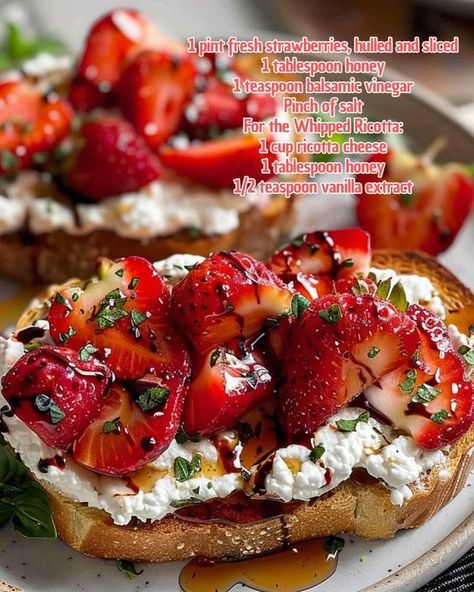 Carla Hall Recipes, Whipped Ricotta Toast, Strawberry Ricotta, Fancy Toast, Baked Teriyaki Salmon, Celebrity Chef Recipes, Ricotta Dip, Strawberry Stuff, Roasted Strawberry