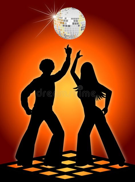 Retro Disco Dancers Orange. Silhouette illustration of two retro, seventies-styl , #sponsored, #retro, #illustration, #style, #seventies, #Silhouette #ad Disco Images, Disco Pictures, Onda Disco, Illustration Of Couple, Cowboy Disco, Music Themed Cakes, 70s Theme Party, Studio 54 Party, Ball Illustration