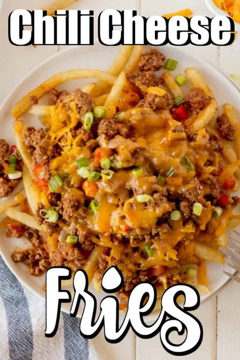 Chili Fries Recipe, Homemade Chili Cheese Fries, Chili Cheese Fries Recipe, Chilli Cheese Fries, Cheese Fries Recipe, Chili Fries, Crispy Fries, Chili Cheese Fries, Greek Yogurt Recipes