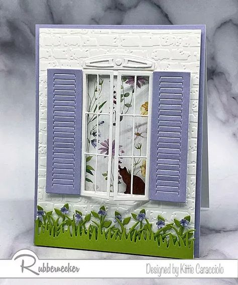 This realistic window card made with die cuts is positively loaded with dimension and details and everything is easily made with dies from Brass & Bliss Craft Co.  Ive got all the details plus my PRO TIPS for making this super detailed card so come check them out and then be sure to come back to Pin this to your Dimensional Cards board.   Its so fun to send something that looks like a real life miniature and you can add any sentiment to make it the perfect card for any occasion. Unique Card Ideas, Dimensional Cards, Window Cards, Elegant Cards, Die Cut Cards, Card Making Techniques, Decorative Trim, Pretty Cards, Tiny Flowers