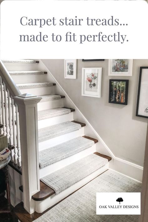 #stairsdecor #stairsmakeover #crafts Stair Treads Bullnose, Rug Stair Treads, Padded Carpet Stair Treads, Stair Treads With Landing, Farmhouse Stair Treads, Stick On Stair Treads, Flooring On Stairs Ideas, Non Skid Stair Treads, Partial Carpet Stairs