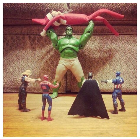 Hulk Smash Elf On The Shelf, Wrestling Elf On The Shelf, Elf On The Shelf Shrunk, She Hulk Statue, Elf On The Shelf Riding Dinosaur, Bad Elf, Hulk Smash, Elf Antics, The Elf