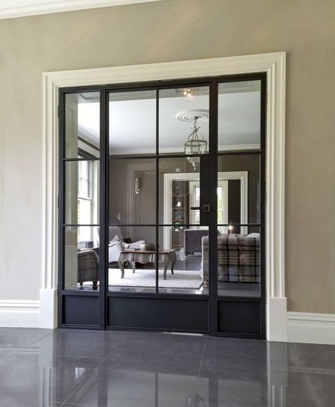 Internal Steel Doors, Internal Glass Doors Living Rooms, Crittal Door, Steel Glass Doors, Glass Internal Doors, Edwardian Hallway, Crittall Doors, Crittal Doors, Sage House