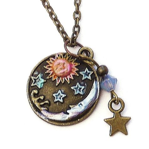 Celestial Style, Stars Necklace, Bead Dangles, Star Pendant Necklace, Funky Jewelry, Saint James, Charm Pendant Necklace, Bleu Turquoise, Bohemian Hippie