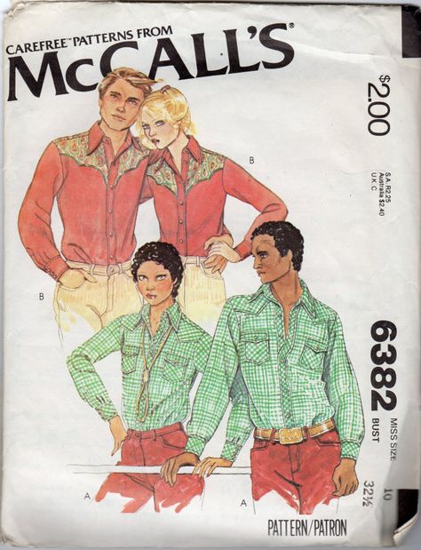 1970s Misses' Western Shirt Pattern Size 10 Bust 32 by JeaniesShop, $7.00 Mens Cowboy Shirts, Mens Western Style, 70s Sewing Patterns, Yoke Shirt, Rockabilly Shirts, Western Style Shirt, Shirt Sewing Pattern, Rodeo Shirts, Pattern Sewing