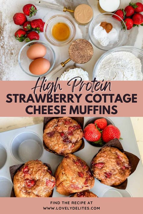 Try these strawberry cottage cheese muffins. Looking for high protein breakfast ideas? These Strawberry Cottage Cheese Muffins are high in protein, moist, and perfect for busy weekday mornings. Made with no refined sugar, they are protein packed on-the-go breakfast or snack idea for busy and healthy lifestyles. Cottage Cheese Strawberry Muffins, Protein Muffins Cottage Cheese, High Protein Pumpkin Muffins Cottage Cheese, Strawberry Cottage Cheese Muffins, Cottage Cheese Breakfast Muffins, High Protein Muffins Healthy, Protein Quick Breakfast, Cottage Cheese Muffins Healthy, Wrestling Meals