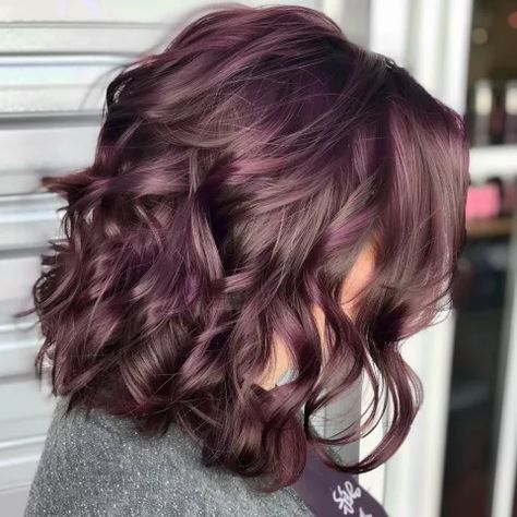 Deep Chocolate Brown Hair Color Inspirations for You Plum And Brown Hair, Plum Wine Hair Color, Brown Hair With Plum Highlights, Plum Highlights In Brown Hair, Plum Highlights On Dark Hair, Deep Chocolate Brown Hair Color, Deep Chocolate Brown Hair, Eggplant Colored Hair, Plum Brown Hair