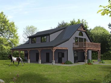 Barn Plan with Apartment, 062B-0021 Shop With Living Quarters, Barn With Living Quarters, Barn Plan, Barndominium Plans, Barndominium Floor Plans, Barn Style House, Garage Plans, Metal Building Homes, Barn House Plans