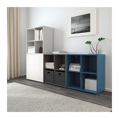 EKET Storage combination with feet - multicolor 1 - IKEA Ikea Small Spaces, Girls Bedroom Storage, Ikea Eket, Baby Room Storage, Ikea Storage, Shared Bedrooms, Small Shelves, Trendy Bedroom